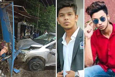 The car that was involved in the accident (left); Ashmed Fahim (top left), Safin
