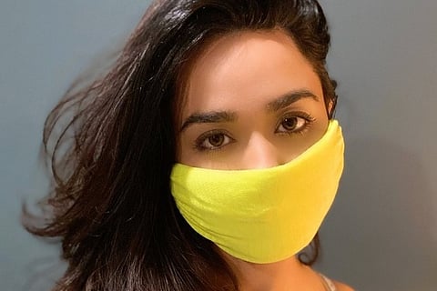 Soundarya Sharma turns T-shirt into mask