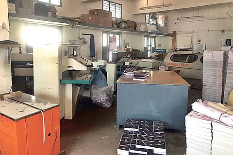 A printing unit in Sivakasi remaining idle during the lockdown period