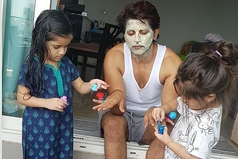 Karanvir Bohra wearing nail polish in his latest Insta pic