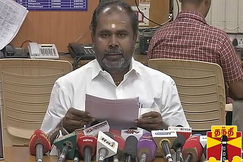 Minister for revenue and disaster management R B Udhayakumar