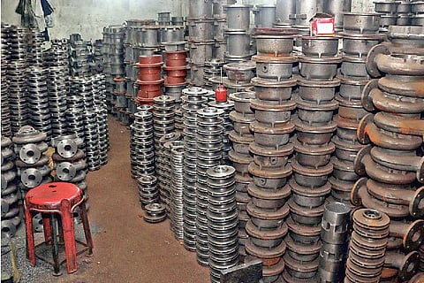 Pumps and spare parts stocked at a manufacturing unit in Coimbatore
