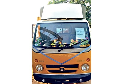 The milk van used for smuggling sand in Pudukkottai