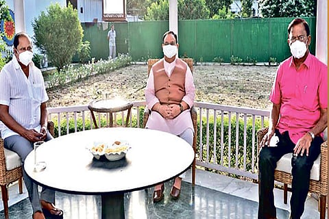 Thousand Lights DMK MLA Ku Ka Selvam when he met BJP president JP Nadda along with TN party chief