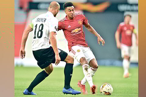 Midfielder Jesse Lingard (right) scored the equaliser for Manchester United against LASK Linz