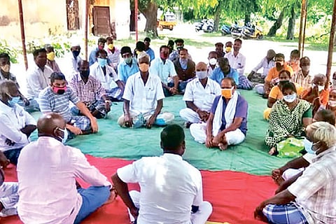 Local residents holding a meeting with officials in Pulicat