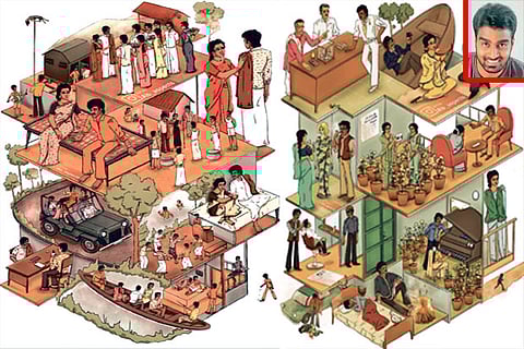 Isometric arts of Mullum Malarum and Johnny; Abishek