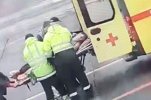 A video posted on social media showed Aleksei Navalny being wheeled to an ambulance