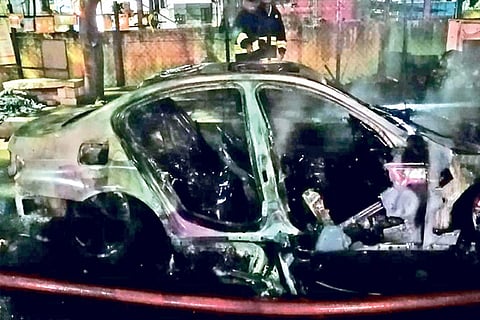 The car which was gutted on Wednesday