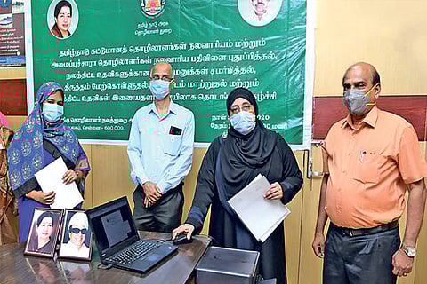 Labour Minister Nilofer Kafeel launching the online facility at Secretariat on Wednesday