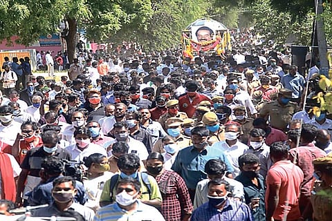 Almost everyone from Agastheeswaram village participated in the funeral procession of Vasanthakumar