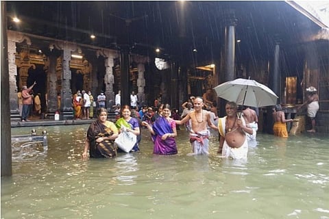 Source: PTI; waterlogged premises of Chidambaram Nataraja temple