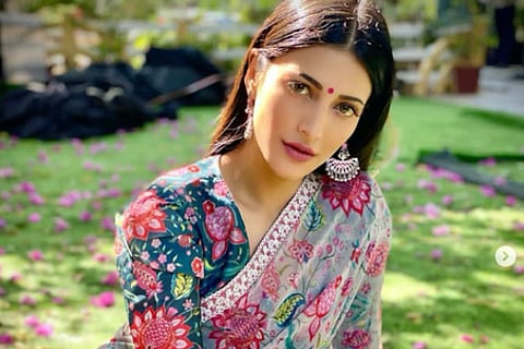 'Desi Vibes': Back From Goa, Shruti Haasan Stuns In A Gorgeous Floral Saree- See Photos