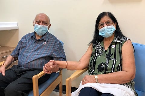 Hari Shukla and his wife Ranjan. Image Courtesy: Twitter - @NHSEngland