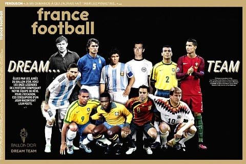 Messi, Ronaldo, Maradona and Pele in Ballon d'Or Dream Team