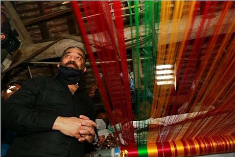 Source:Twitter (Kamal Haasan); The MNM chief visited Kanchipuram as part of his election campaign