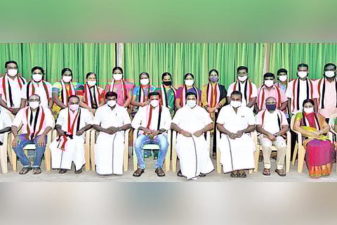 Former NTK workers joining ruling AIADMK in presence of CM and AIADMK co-coordinator Palaniswami