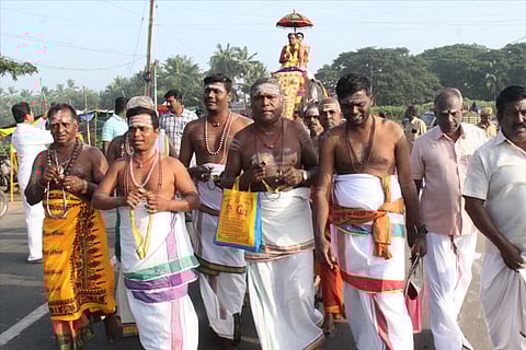 Holy water being carried in Thanjavur on Friay