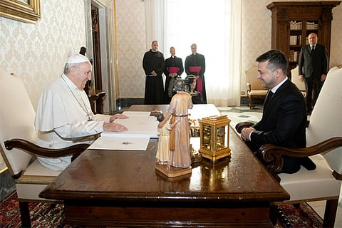 Ukraine President  Volodymyr Zelenskiy and Pope Francis