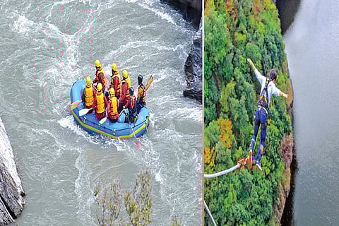 Water rafting and bungee jumping