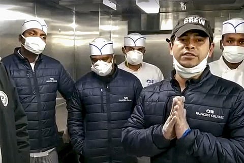 Screengrab shows crew member Sarkar appealing to govt