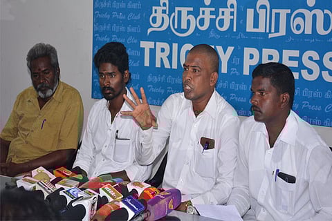 Advocates addressing the media in Tiruchy on Tuesday