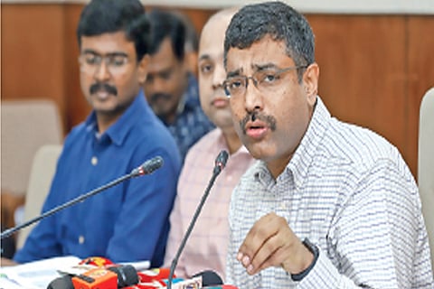 Finance Secretary Krishnan addressing the media