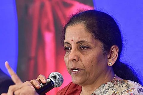 FM speaks during a press conference after an interactive session with industrialists (Courtesy: PTI)