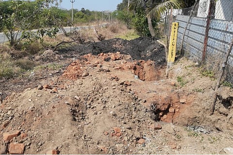 The boundary stone laid by BHEL triggered a row