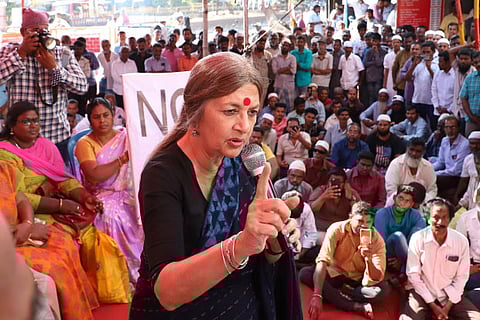 CPM leader Brinda Karat addressing the anti-CAA protesters in Chennai on Thursday