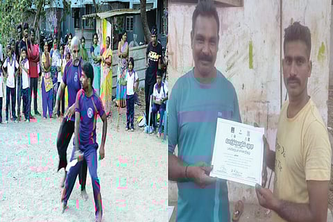 Mugilan (in front) during a training session; Mugilan, Adimurai expert