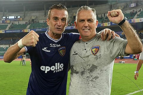 CFC head coach Owen Coyle (right) said captain Lucian Goian will miss the NEUFC contest