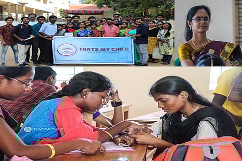 Volunteers of the NGO with students; Vanathi, Founder, That?s My Child