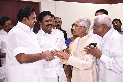 Cauvery Delta Farmers Association members led by Mannargudi S Ranganathan interacting with Chief Minister