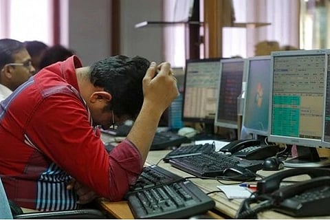 Minutes before the closing bell, the Sensex was trading nearly 1,500 points lower (File photo)