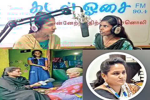 During one of the radio programmes;RJ recording conversation for a show; (inset) Gayathri Usman