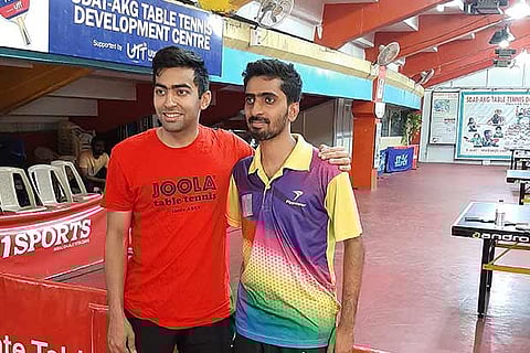 Harmeet (left) with Sathiyan
