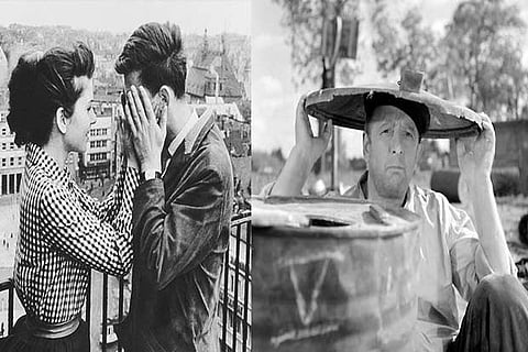 Stills from Divided Heaven (left) and Carbide and Sorrel