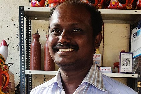 KP Srinivasan (31), seller of clay vessels
