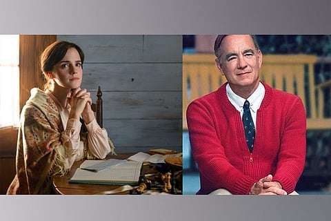 (Left) Emma Watson in a still from 'Little Women', Tom Hanks in'A Beautiful Day In The Neighborhood'