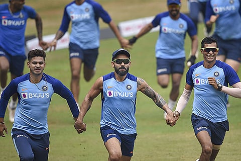India players train at the Wankhede Stadium ahead of the ODI match against Australia