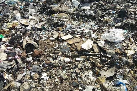 The biomedical waste dumped at Nazarathpettai