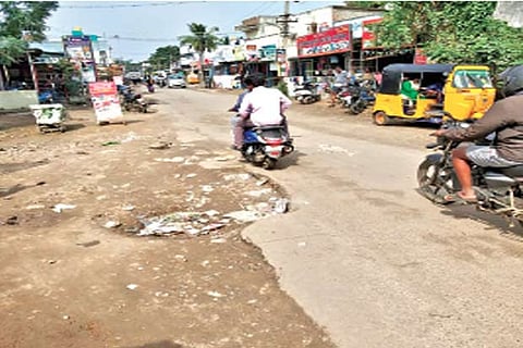Corroded road in Nedunkundram panchayat near Tambaram