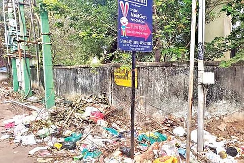 Garbage dumped on the side of a road