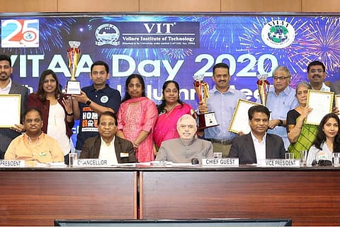 Former students with their awards at the silver jubilee celebrations of VIT alumni association