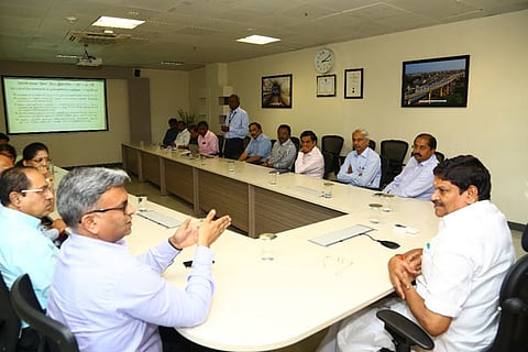 Industries Minister MC Sampath reviewed progress of the Metro phase 1 extension on Tuesday