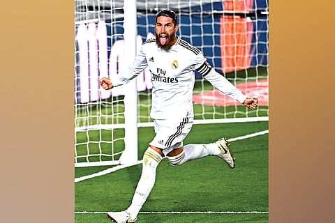 Sergio Ramos is elated after netting the winner for Real Madrid