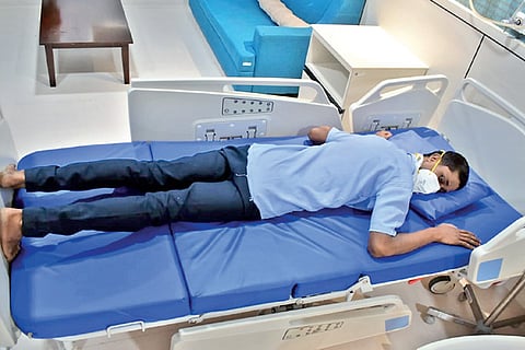 Awake proning is having hypoxic patients lie on their stomach or on the side