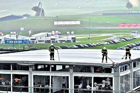 Inclement weather forced racers to remain indoors.