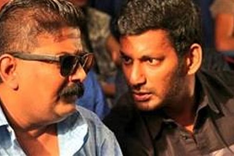 MIshkin (left)  and actor Vishal (Image: Maalai Malar)